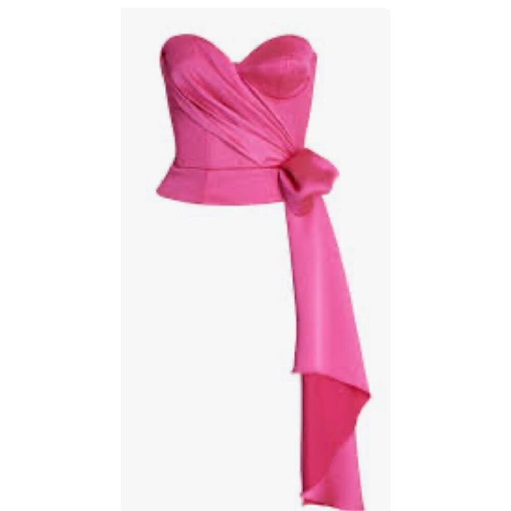 Halpern Draped Asymmetric Bustier Top in Hot Pink NWT Size 36/ US 4